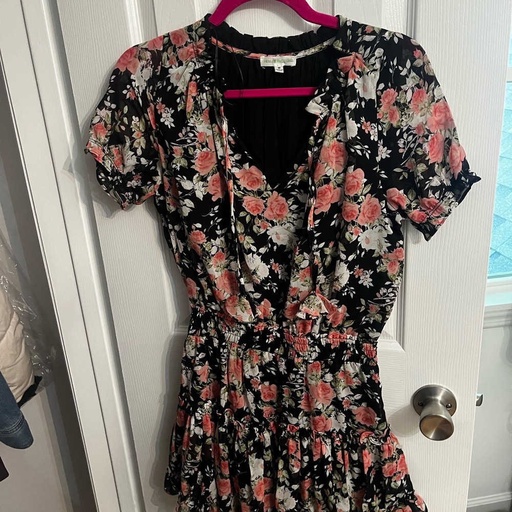 Floral Black Mini Dress